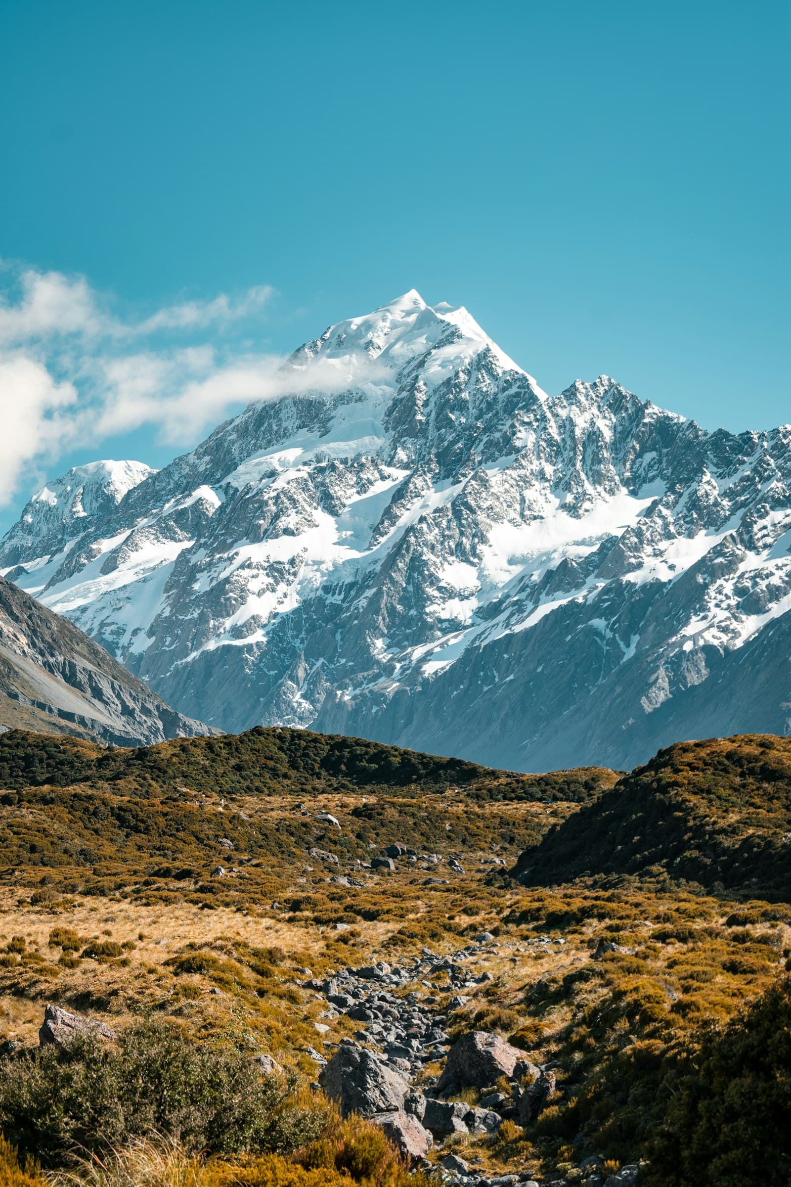 Northern Pakistan peaks under blue sky