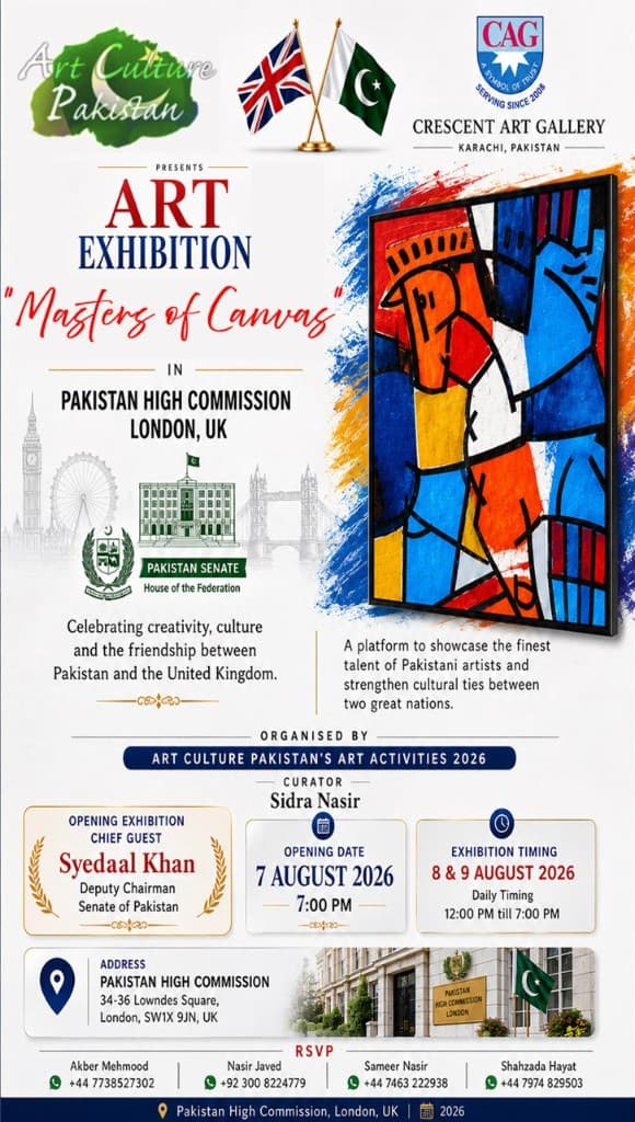 Art Exhibition Masters of Canvas at Pakistan High Commission London, August 2026